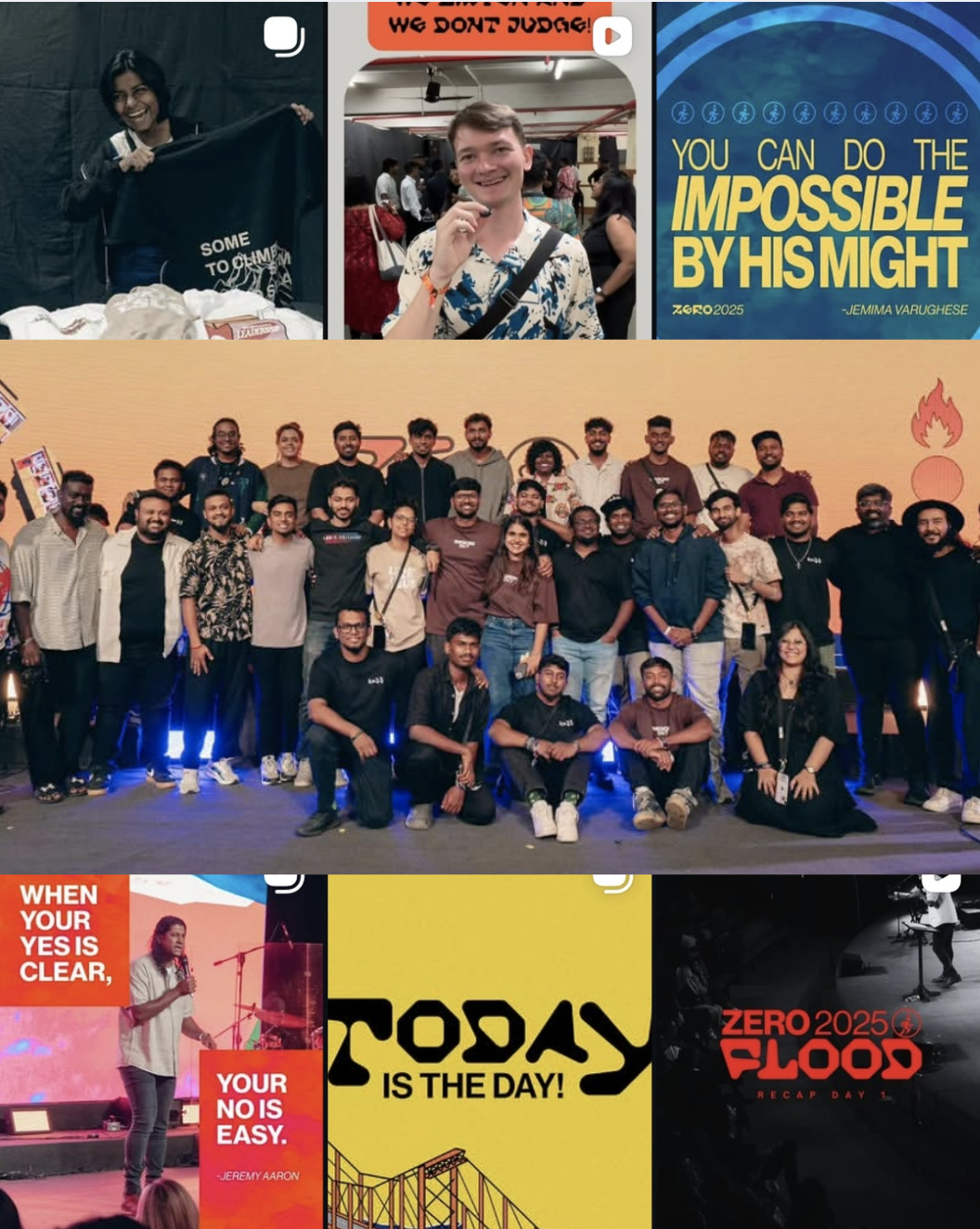 ZERO Conference 2025 campaign collage featuring the creative team, event photography and social media work